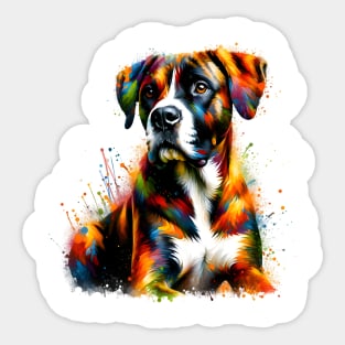 Abstract Treeing Tennessee Brindle in Colorful Splash Art Sticker